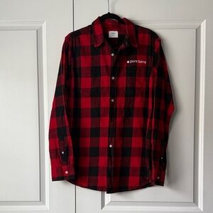 Pure Barre Red and Black Checkered Shirt